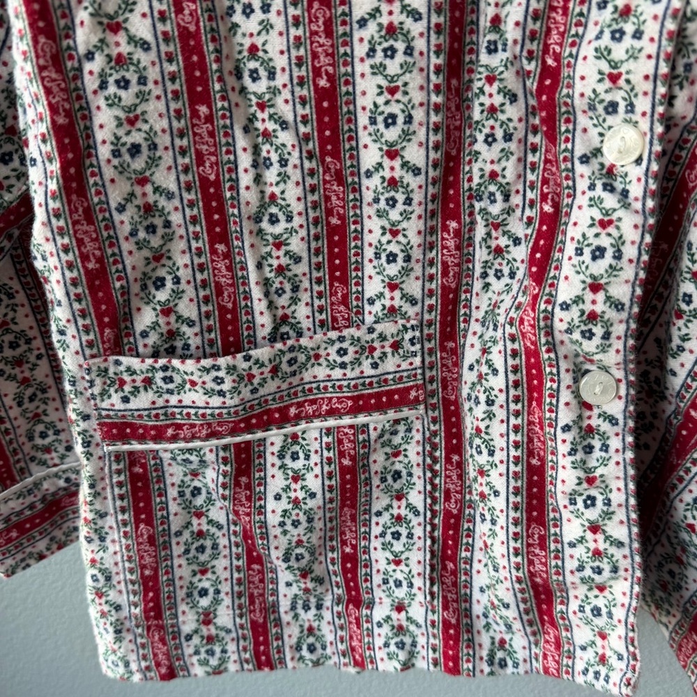 Lanz of Salzburg red white patterned 100% cotton flannel pajama set Women’s sz L - Picture 4 of 12